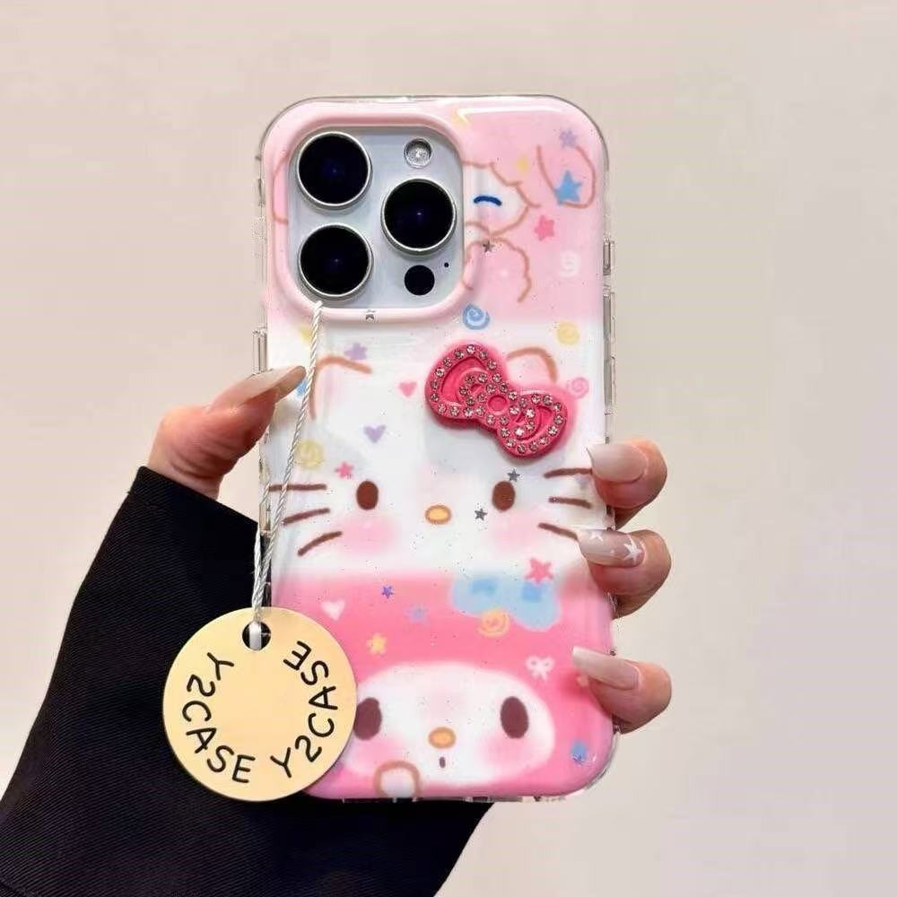 Mobile Tech Accessories - เคสโทรศัพท์นุ่มลายการ์ตูนสุดสร้างสรรค์รูปแมวและกระต่ายสำหรับ iPhone 13 15 14 17
